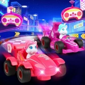 Unicorn Racing Car Set - Pink and Red
